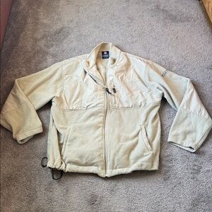 Chaps Ivory Fleece Zip Up Jacket Lined Mock Neck Lightweight Coat SIZE XL